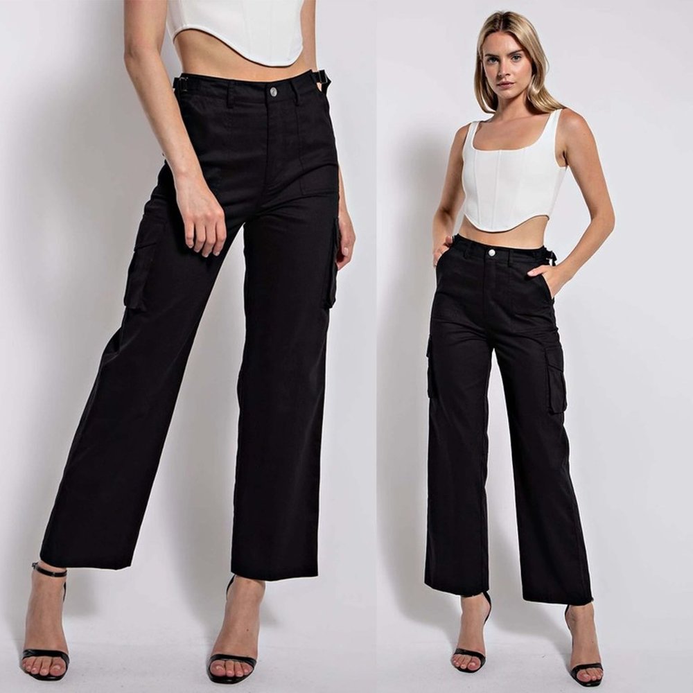 Willow Cotton Black Cargo Pants